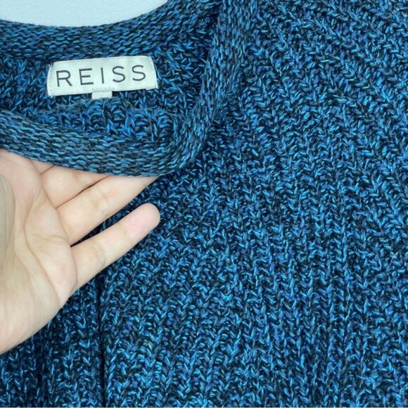 Reiss Multicolored‎ Blue Chunky Knit Cotton Boxy Sweater - Picture 6 of 13
